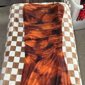 Gianni Bini Fiery Orange and Black Maxi Dress